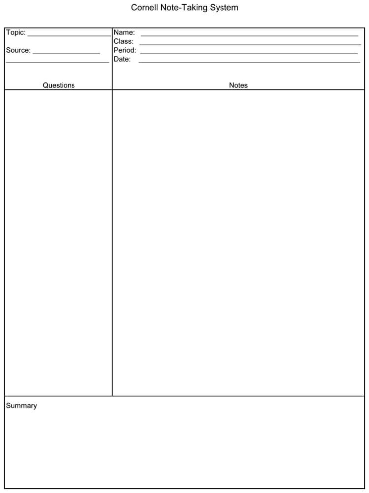 64 Free Cornell Note Templates (Cornell Note Taking Explained) Intended For Word Note Taking Template