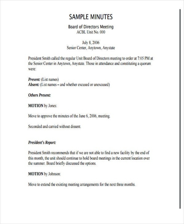 7+ Nonprofit Meeting Minutes Template | Free & Premium Templates Intended For Board Of Directors Meeting Minutes Template