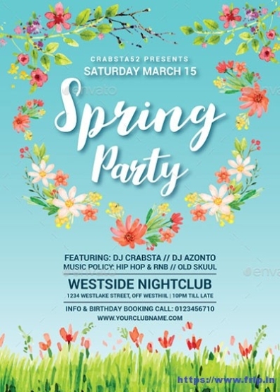70 Best Spring Break Party Flyer Print Templates 2019 | Frip.in In Free Spring Flyer Templates
