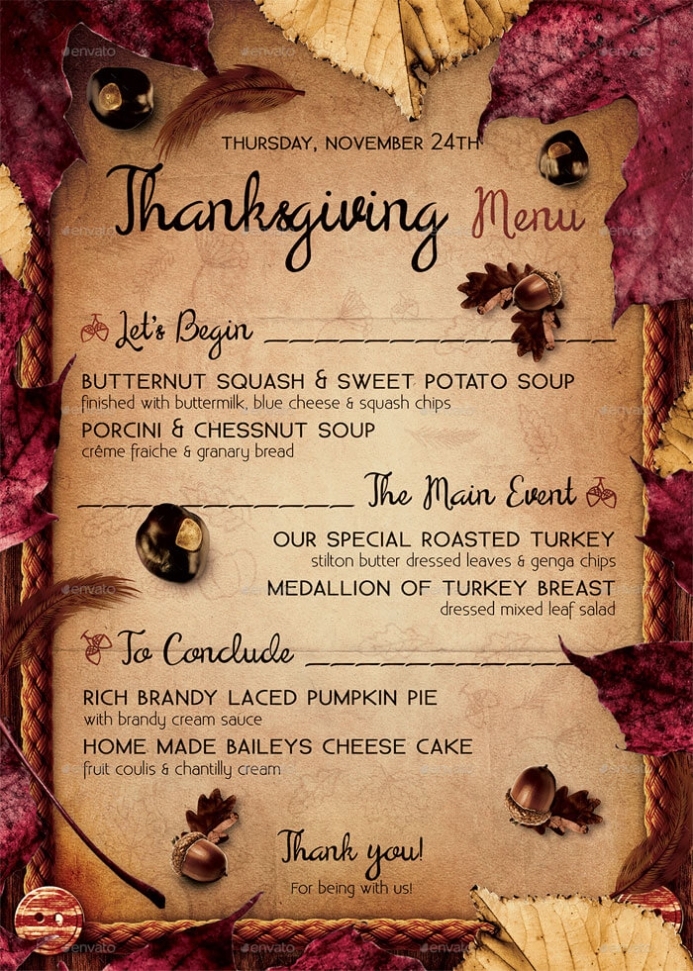 8 Best Selling Thanksgiving Restaurant Menu Templates For Thanksgiving Menu Template Printable