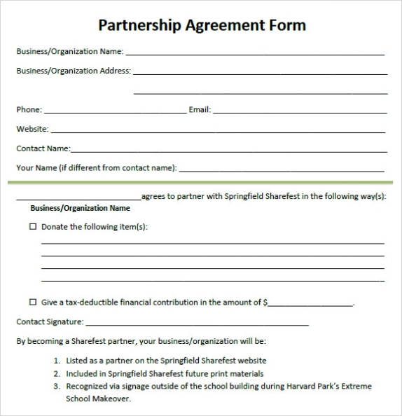 8+ Sample Partnership Agreements | Sample Templates Throughout Partner Business Plan Template
