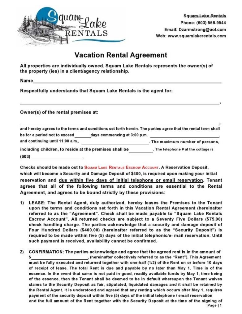 80 Short Term & Vacation Rental Agreement Templates [Word,Pdf] With Short Term Vacation Rental Agreement Template