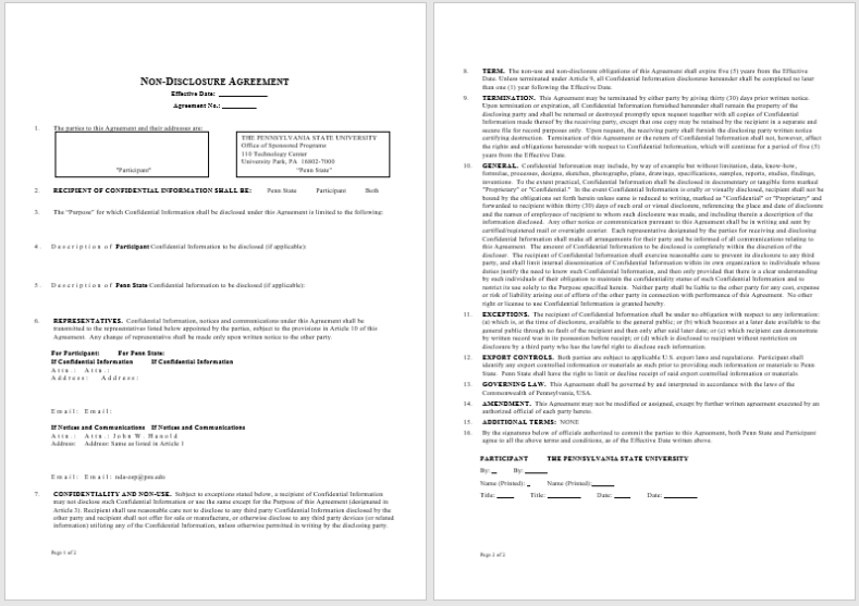 9 Free Employee Non Disclosure Agreement Templates – Word Templates For In Standard Non Compete Agreement Template