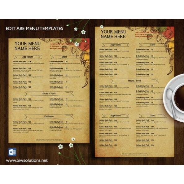 9+ French Menu Templates  Illustrator, Photoshop, Ms Word, Publisher For French Cafe Menu Template