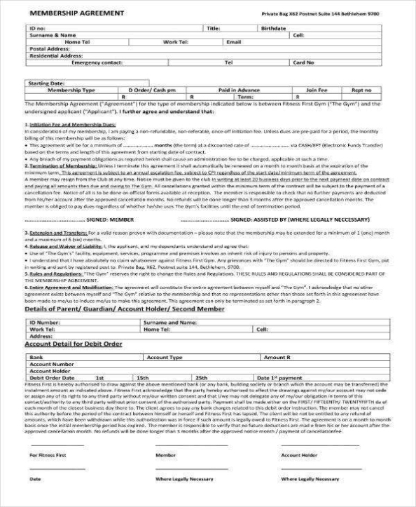 9+ Gym Membership Contract Templates - Pages, Docs, Word, | Free With Weight Loss Agreement Template