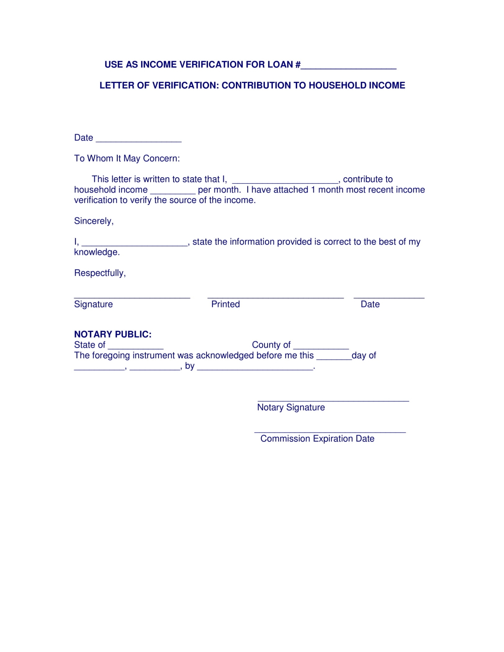 9+ Income Verification Letter – Pdf, Doc | Examples In Proof Of Income Letter Template