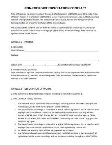 9+ Music Agency Contract Templates In Doc | Pdf | Free & Premium Templates With Talent Agency Agreement Template