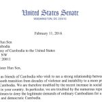 A Year After Letter To Hun Sen, U.s. Senator Says Little Sign Of With Letter To Congressman Template
