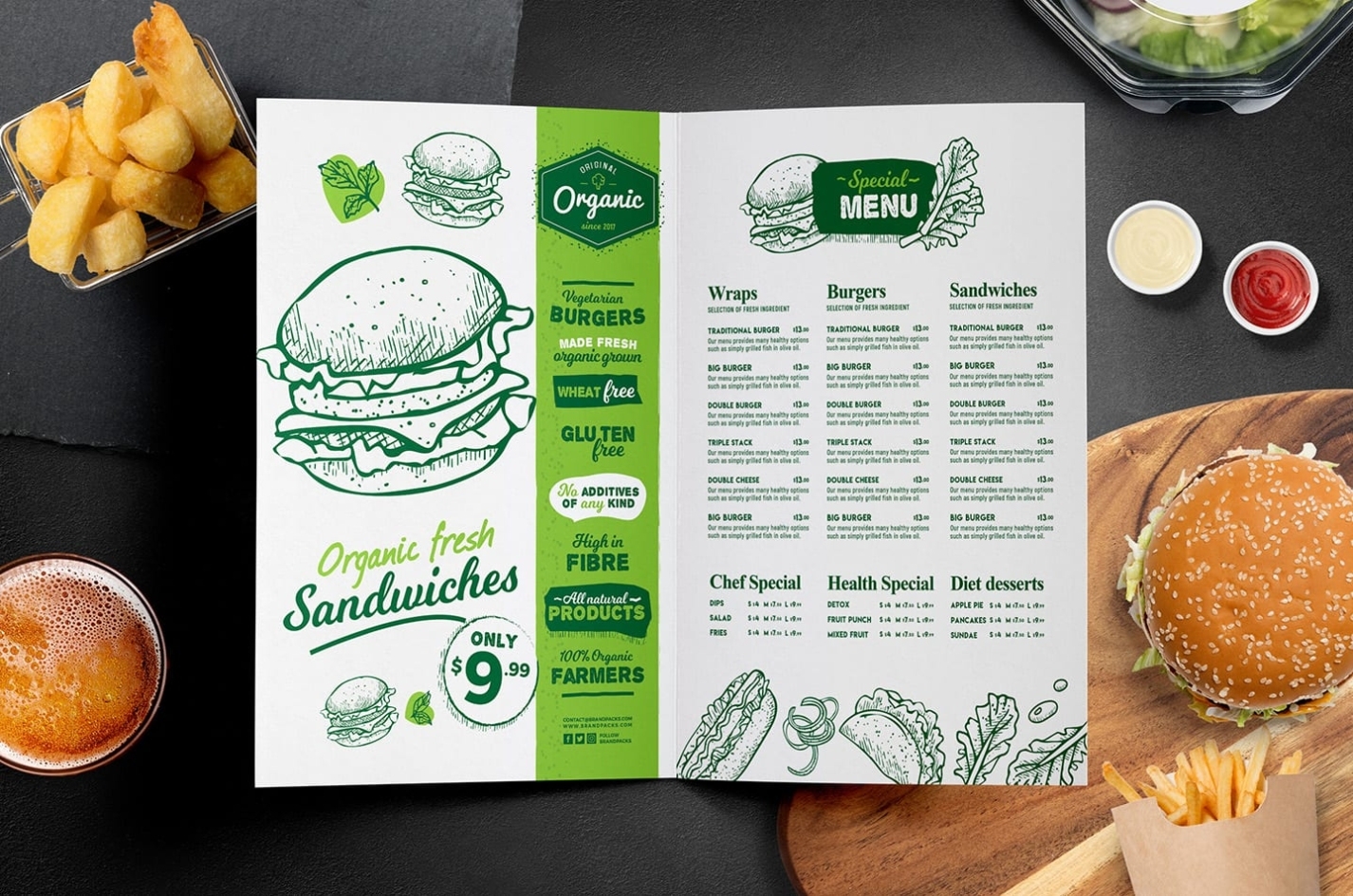 A4 Burger Menu Templates In Psd, Ai & Vector – Brandpacks In Free Website Menu Design Templates
