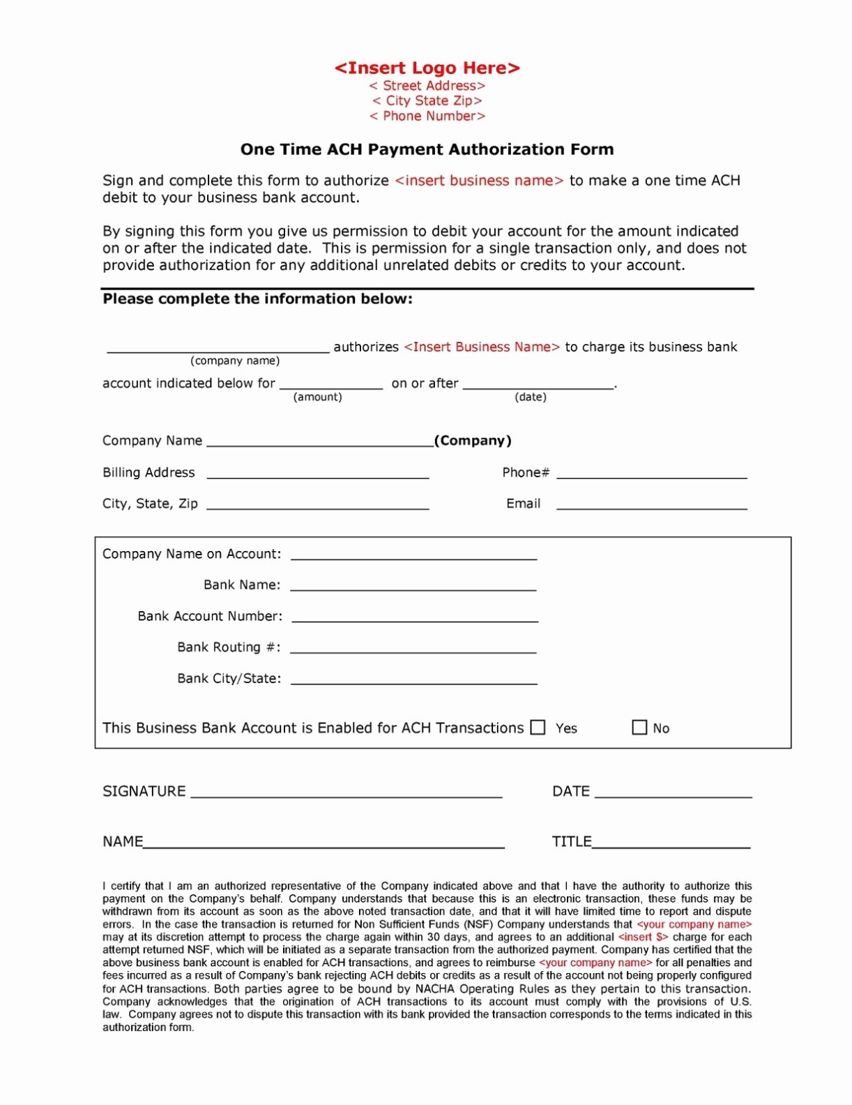 Ach Deposit Authorization Form Template | Shooters Journal In Profit Participation Loan Agreement Template