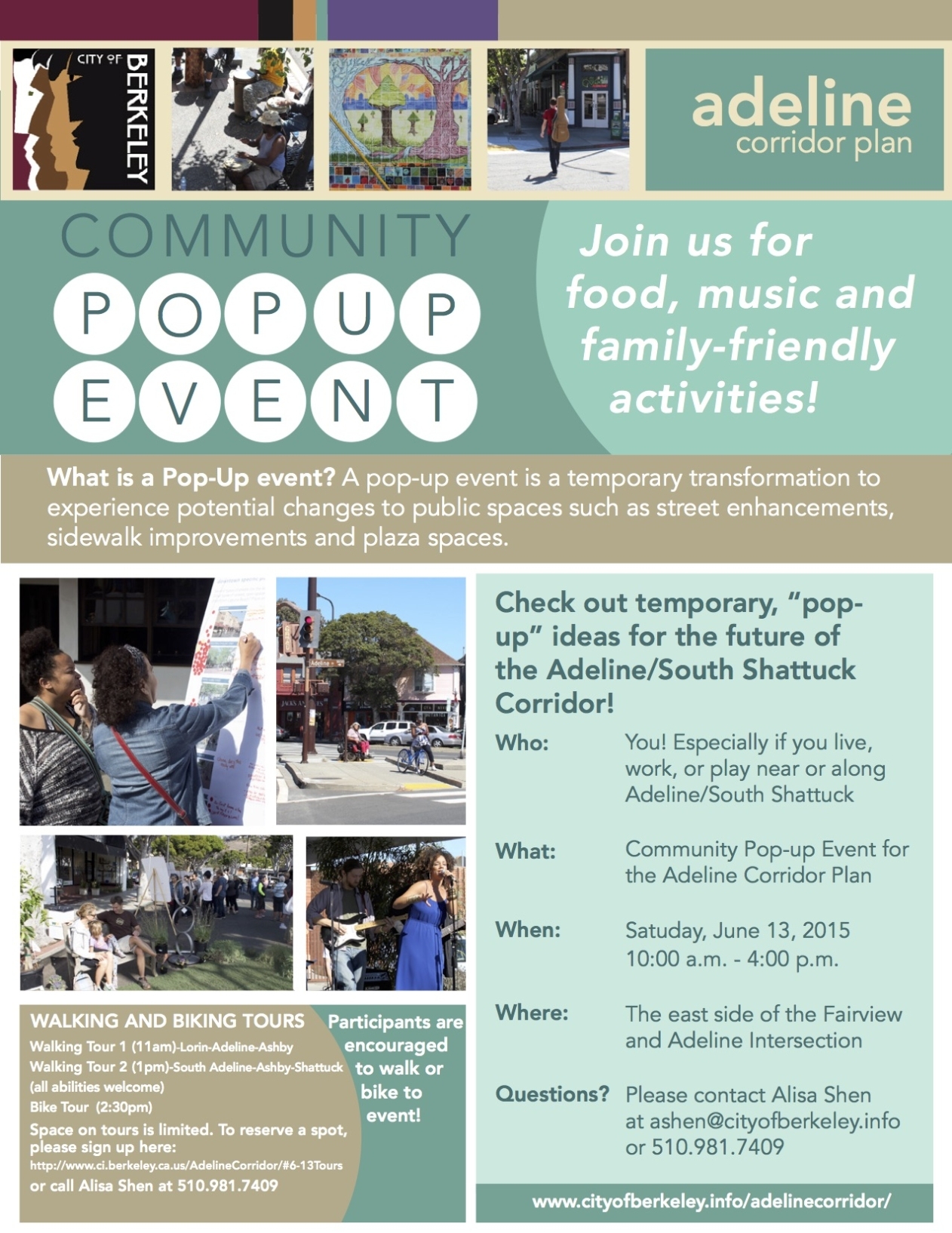 Adeline Corridor Community Pop Up Event | Bike Tour | Bike East Bay Within Community Event Flyer Template