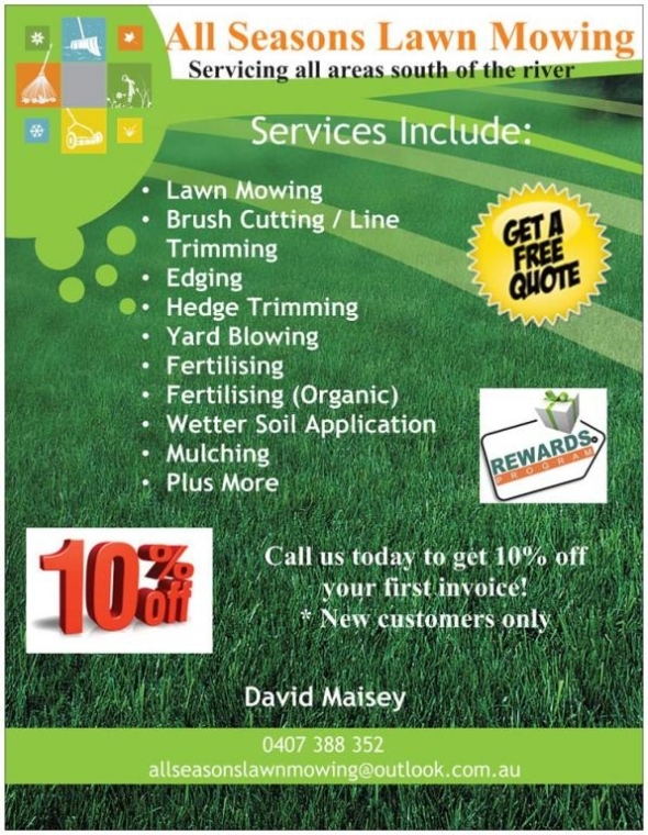 All Seasons Lawn Mowing - Servicing All Areas South Of The River Pertaining To Fall Clean Up Flyer Template