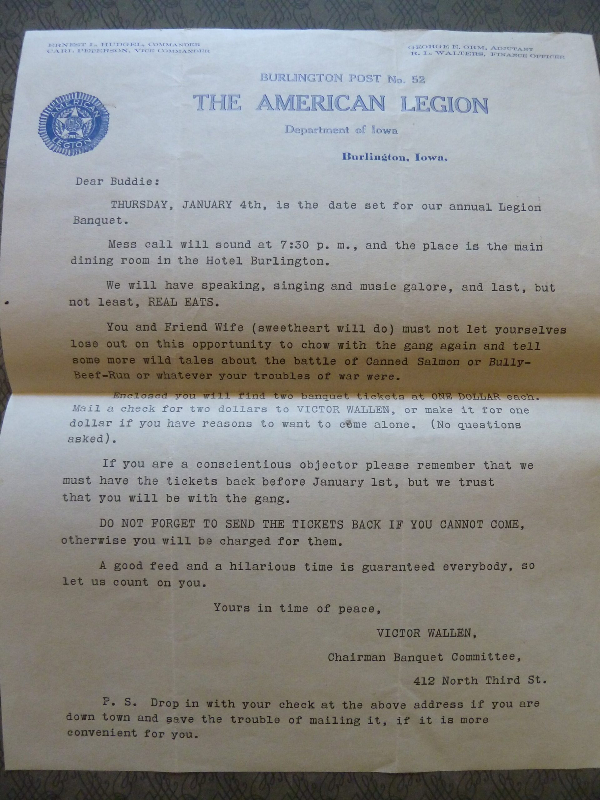 American Legion Letter Annual Banquet | Etsy With American Legion Letterhead Template