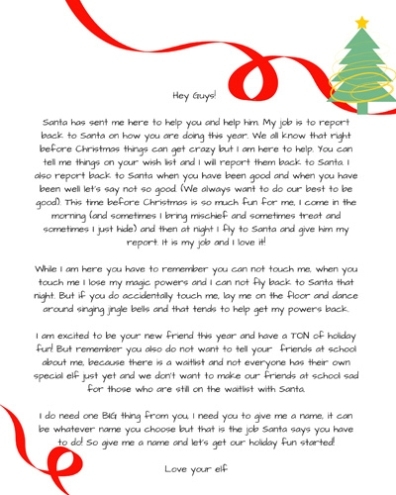 Arrival Letters: Complete Index Of Free Elf On The Shelf Letters throughout Elf On The Shelf Arrival Letter Template