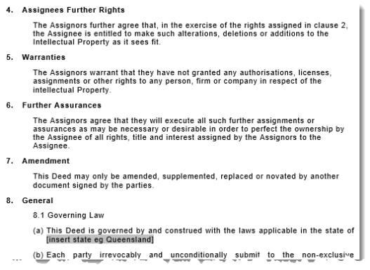 Assignment Of Intellectual Property Rights Deed In Intellectual Property License Agreement Template