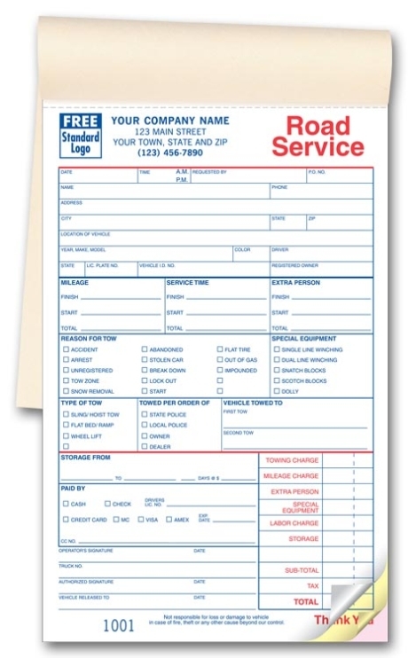 Auto Towing Form – 2525 Intended For Towing Business Plan Template