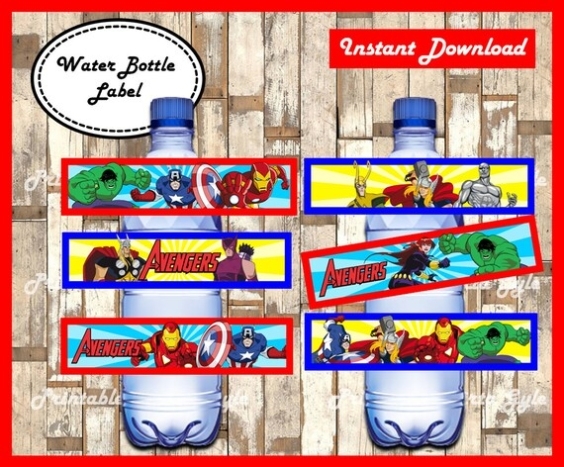 Avengers Water Bottle Label Printable Superheroes Party Water | Etsy Intended For Superhero Water Bottle Labels Template