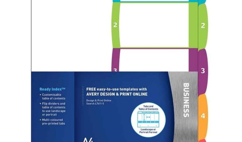 Avery 5 Tab Template 11416 Avery Readyindex Dividers A4 1 5 Indx3005 Inside 5 Tab Label Template