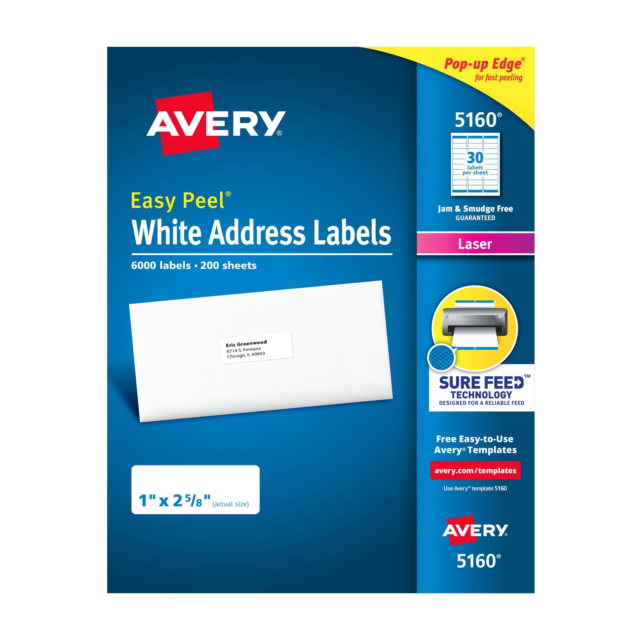 Avery Easy Peel Address Labels, 1" X 2 5/8", 6,000 Labels (85560 Regarding 1 X 2 5 8 Label Template