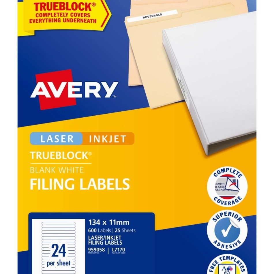Avery White Lever Arch Filing Labels - 134 X 11Mm - 600 Labels (L7170 Inside Labels For Lever Arch Files Templates
