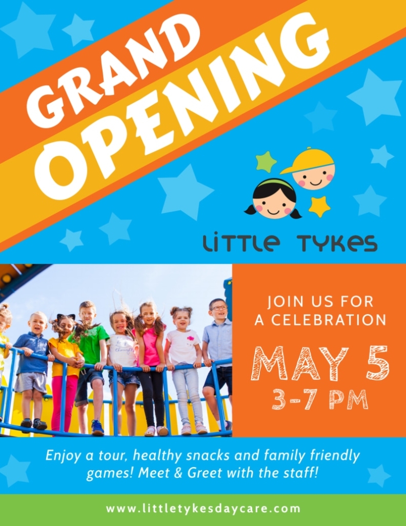 Awesome Daycare Grand Opening Flyer Template Within Opening Soon Flyer Template
