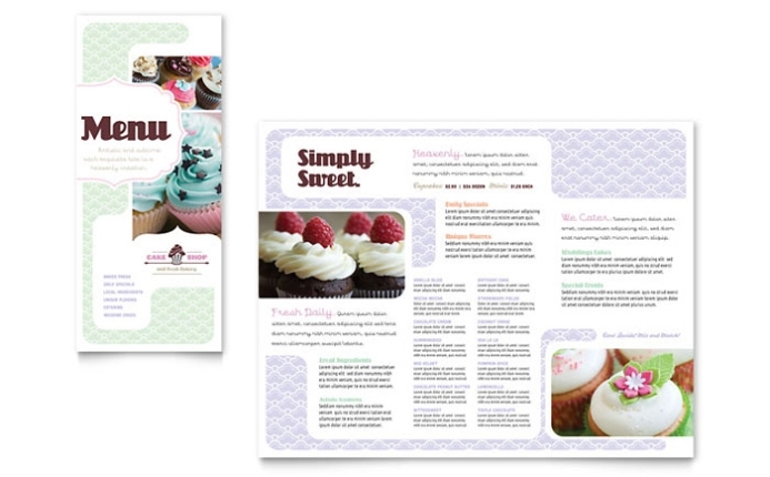 Bakery & Cupcake Shop Menu Template - Word & Publisher Throughout Product Menu Template