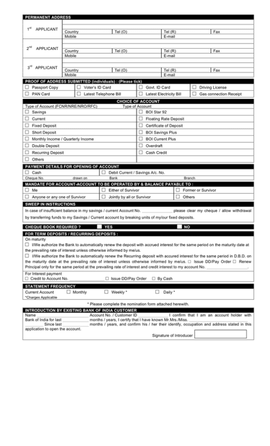 Bank Account Opening Form Template In Word And Pdf Formats Page Pertaining To Business Account Application Form Template