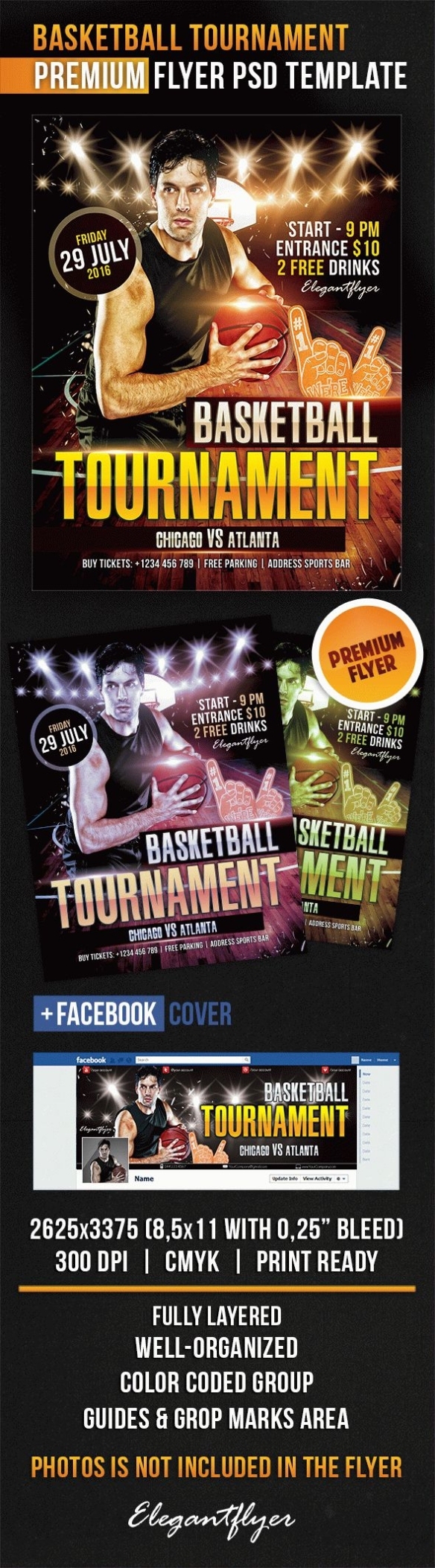 Basketball Tournament – Flyer Psd Template + Facebook Cover | By For Basketball Tournament Flyer Template