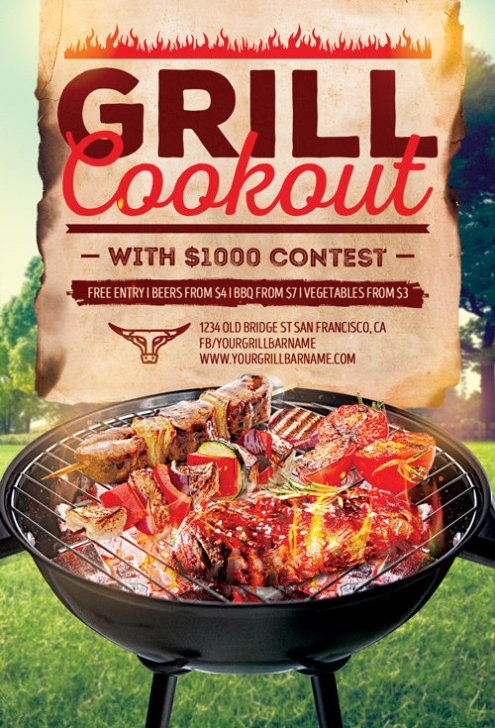Bbq Grill Event Flyer Template For Bbq Cookout And Gill Fest Events Inside Cookout Flyer Template