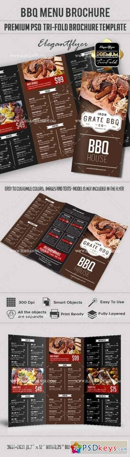 Bbq Menu - Premium Tri Fold Psd Brochure Template Food Menu » Free Within Tri Fold Menu Template Photoshop