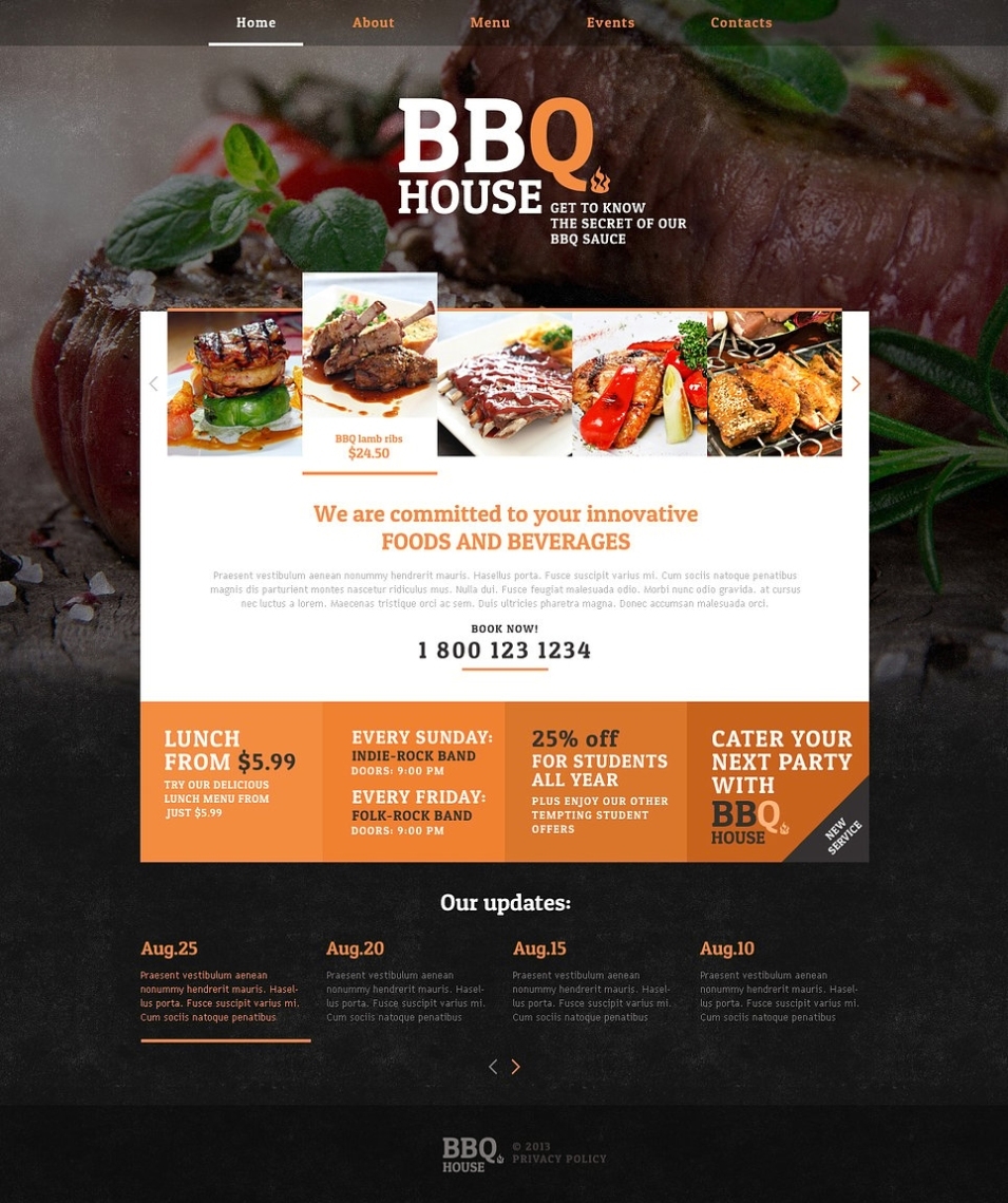 Bbq Restaurant Responsive Website Template #46913 For Free Html Menu Templates