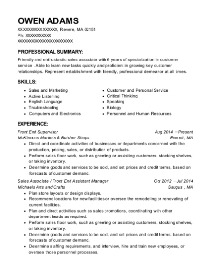 Best Front End Supervisor Resumes | Resumehelp Throughout Ross School Of Business Resume Template