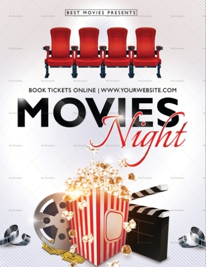 Best Movie Night Flyer Design Template In Psd, Publisher, Word Inside Movie Flyer Template Word