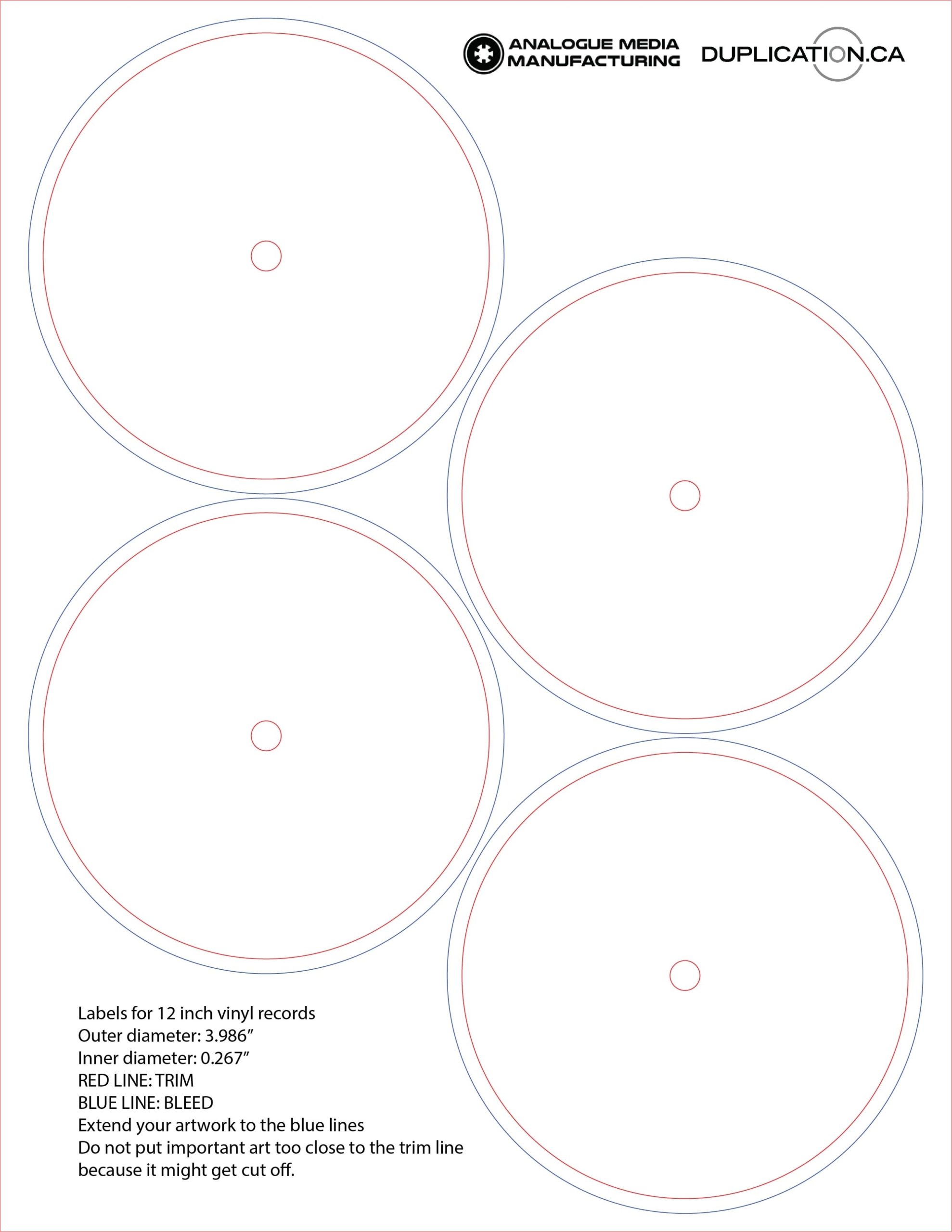 Blank Labels For 12" Vinyl Records, 4 Per Sheet – Blank Labels And Within Label Template 4 Per Page