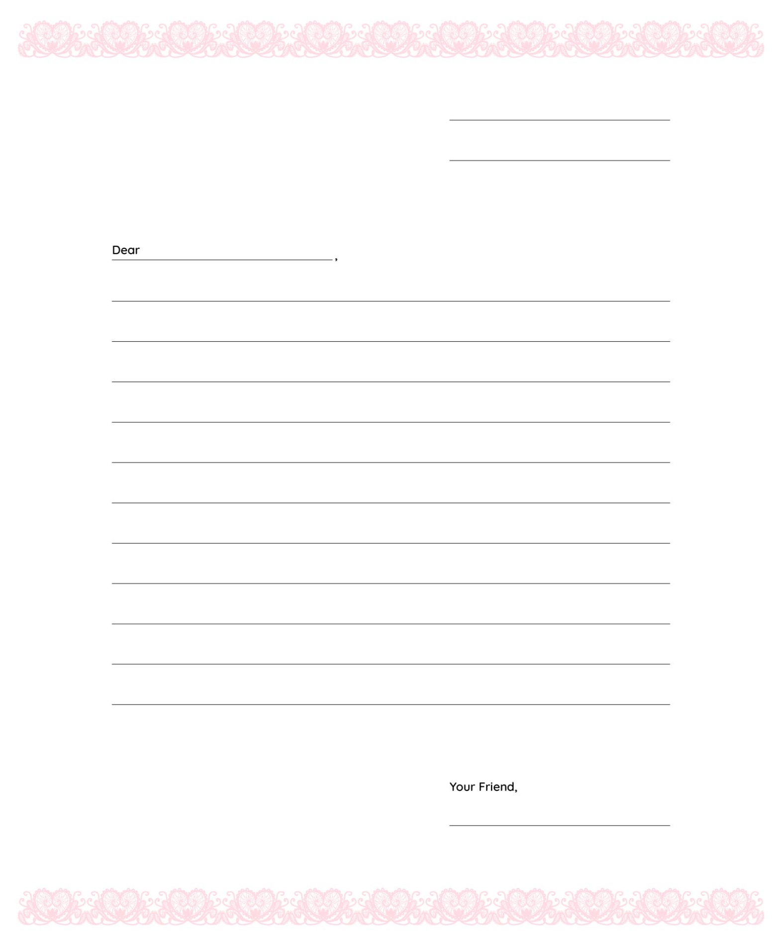 Blank Letter Writing Template For Kids For Letter Writing Template For Kids