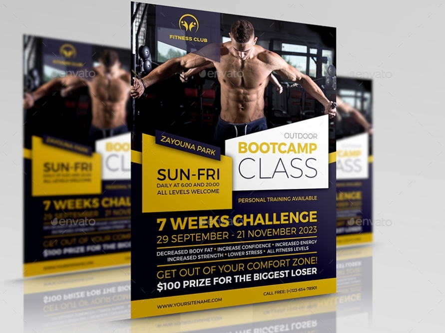 Bootcamp - Fitness Flyer Template By Owpictures | Graphicriver Within Fitness Boot Camp Flyer Template