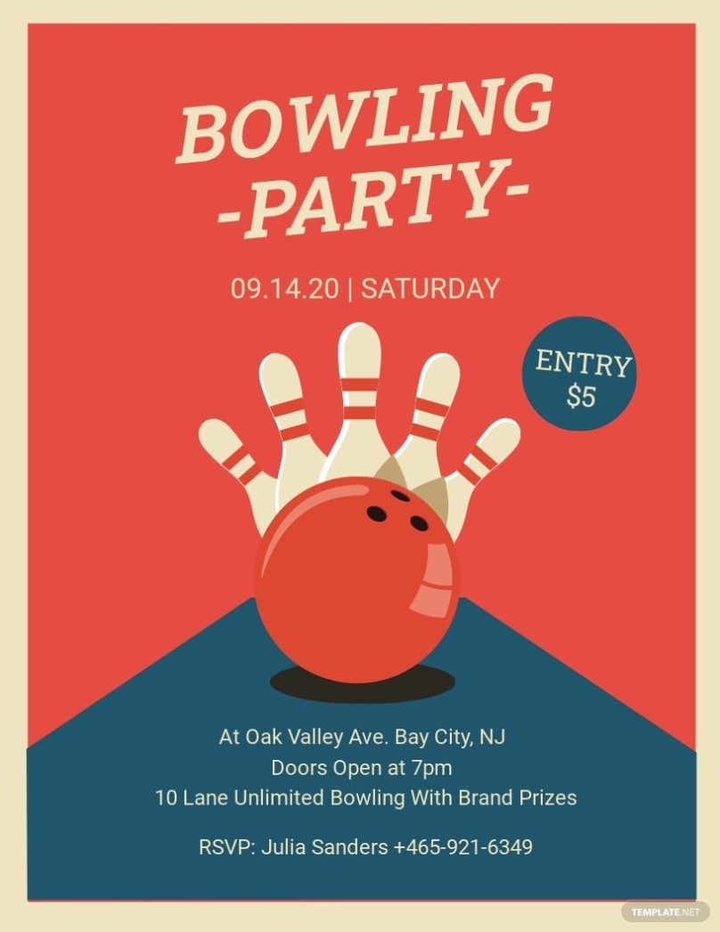 Bowling Party Flyer Template | Template In Bowling Flyers Templates Free