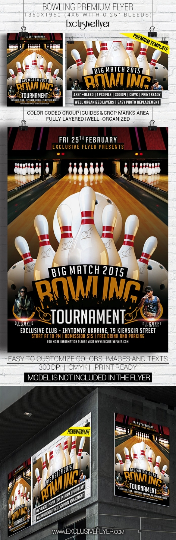 Bowling Tournament - Premium Flyer Template On Behance Within Bowling Party Flyer Template