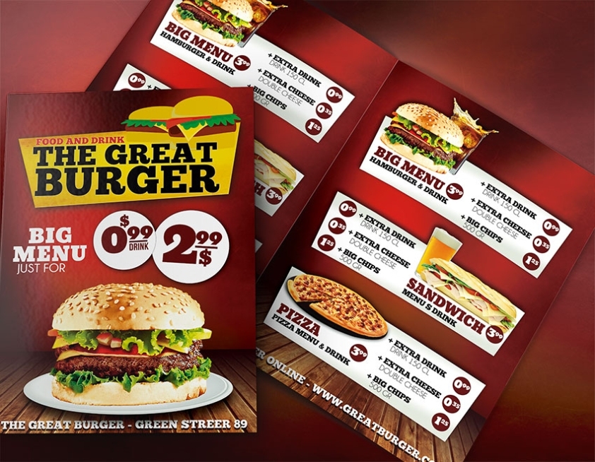 Burger Menu Template Psd - Fast Food Menu Templates - Graphicfy Within Fast Food Menu Design Templates