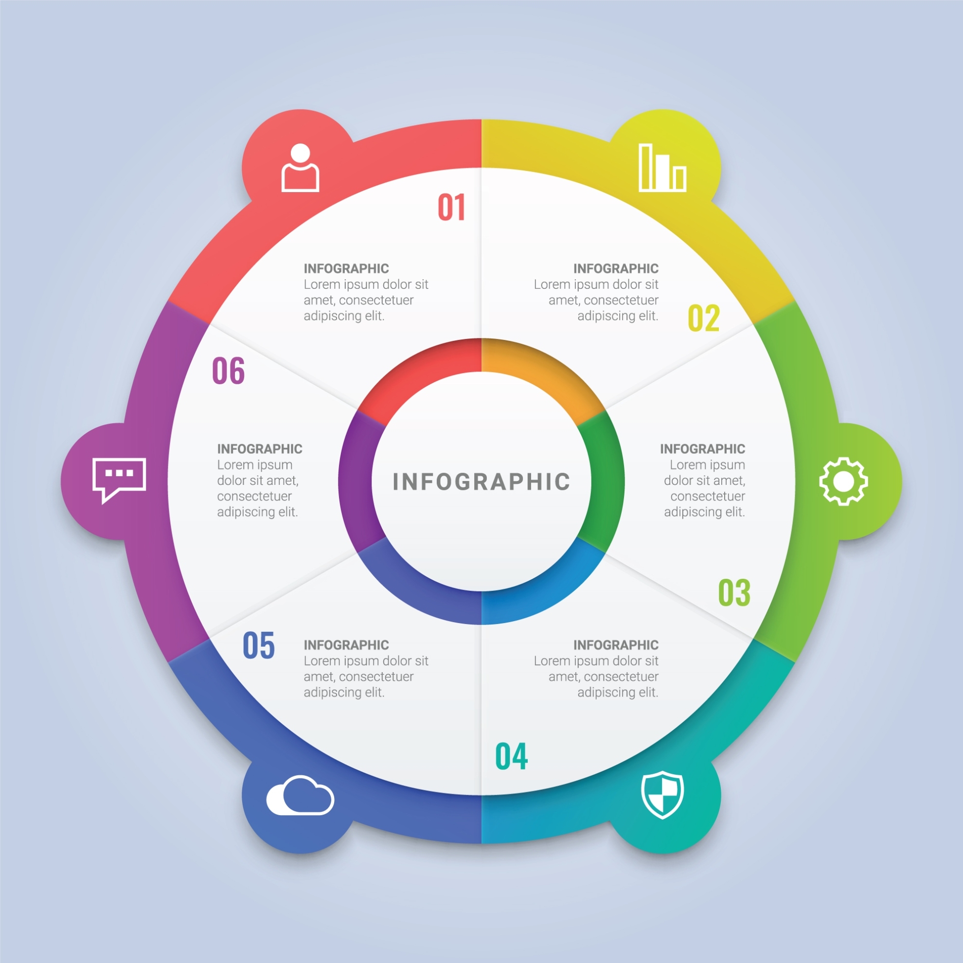Business Infographic Circle Template With 6 Options For Workflow Layout Regarding Infograph Template
