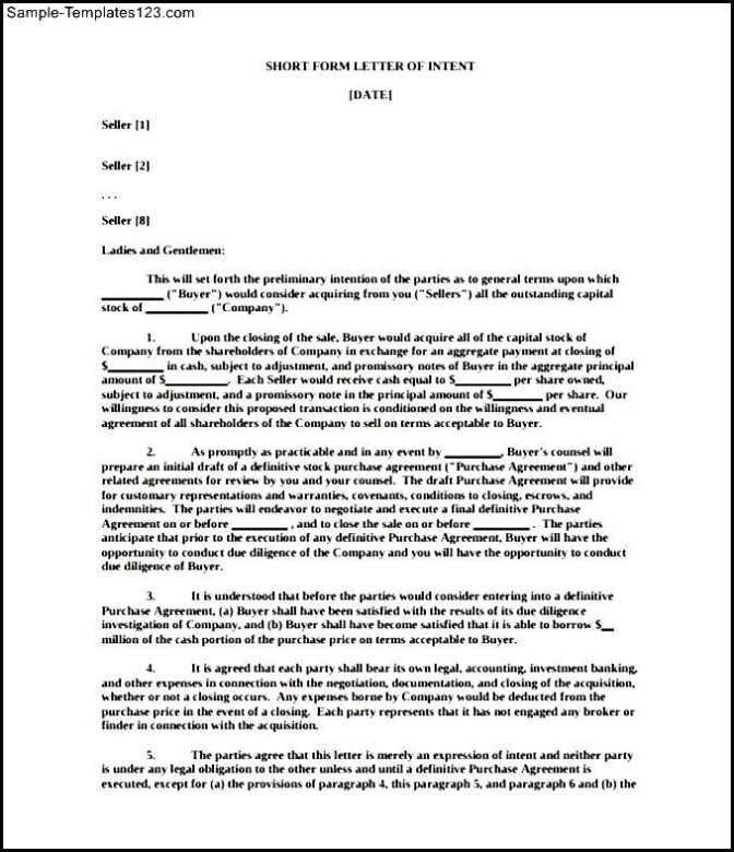 Business Letter Of Intent Pdf Free Download – Sample Templates – Sample For Letter Of Intent For Business Partnership Template