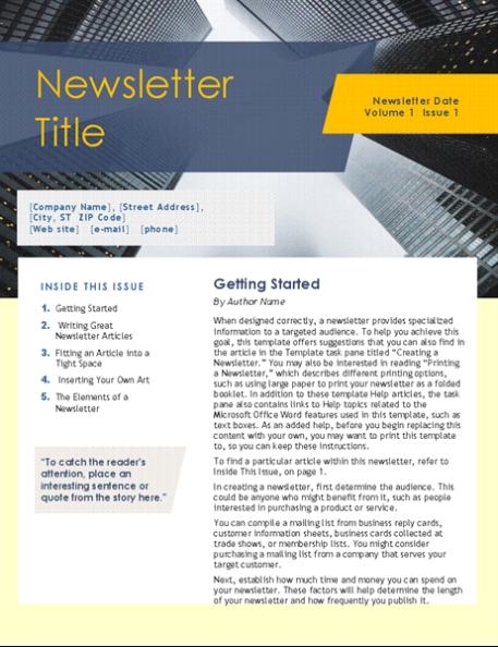 Business Newsletter (4 Pages) Inside Free Business Newsletter Templates For Microsoft Word