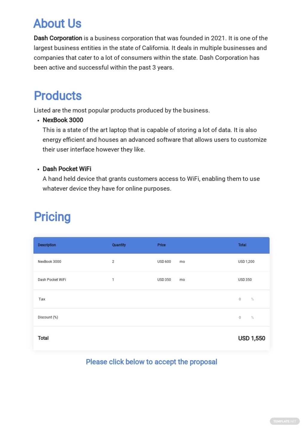 Business Pricing Proposal Template – Google Docs, Word | Template Within Cost Proposal Template