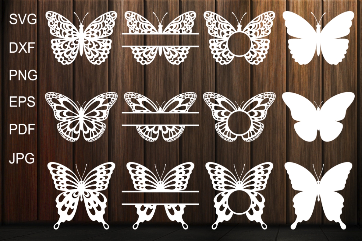 Butterfly Svg, Butterfly Monogram Frame, Butterfly Template (211195 For Butterfly Labels Templates