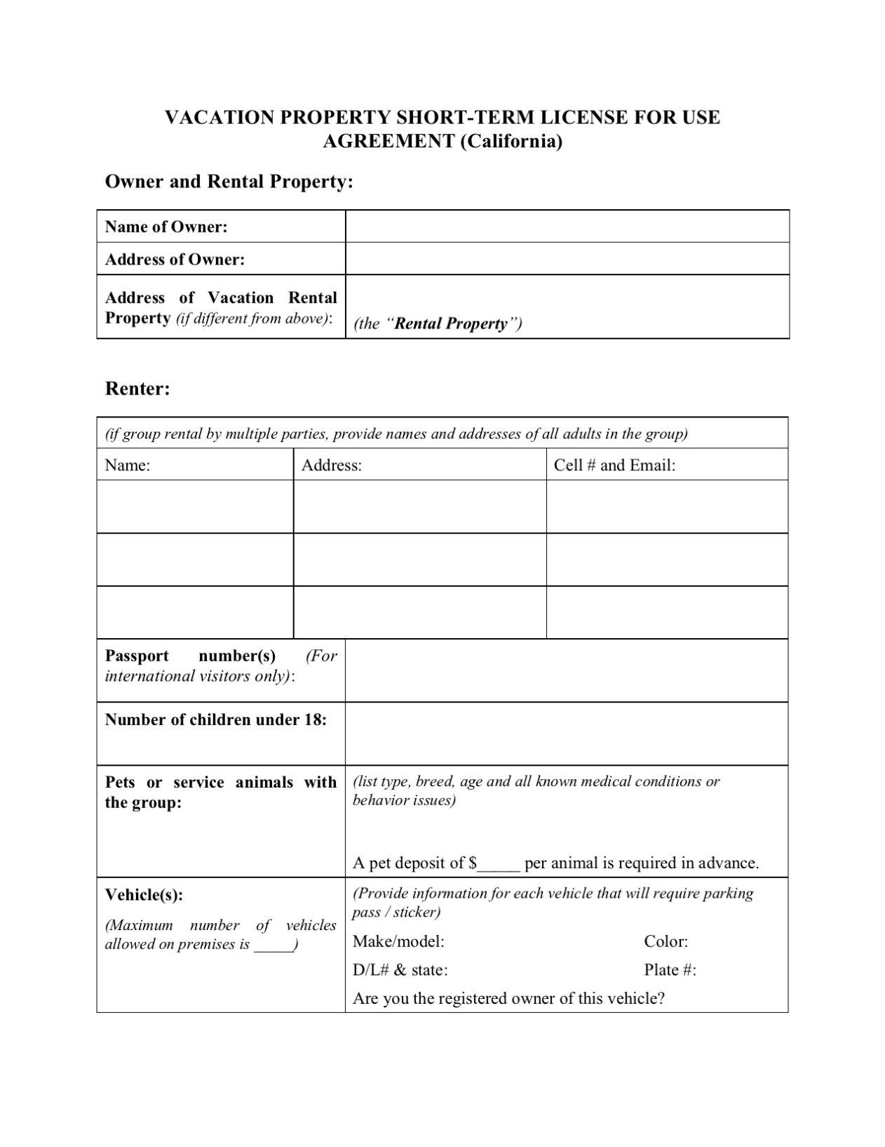 California Vacation Property Rental Agreement | Legal Forms And with Vacation Home Rental Agreement Template