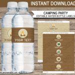 Camping Party Water Bottle Labels Template | Printable Party Decorations Inside Free Printable Water Bottle Labels Template