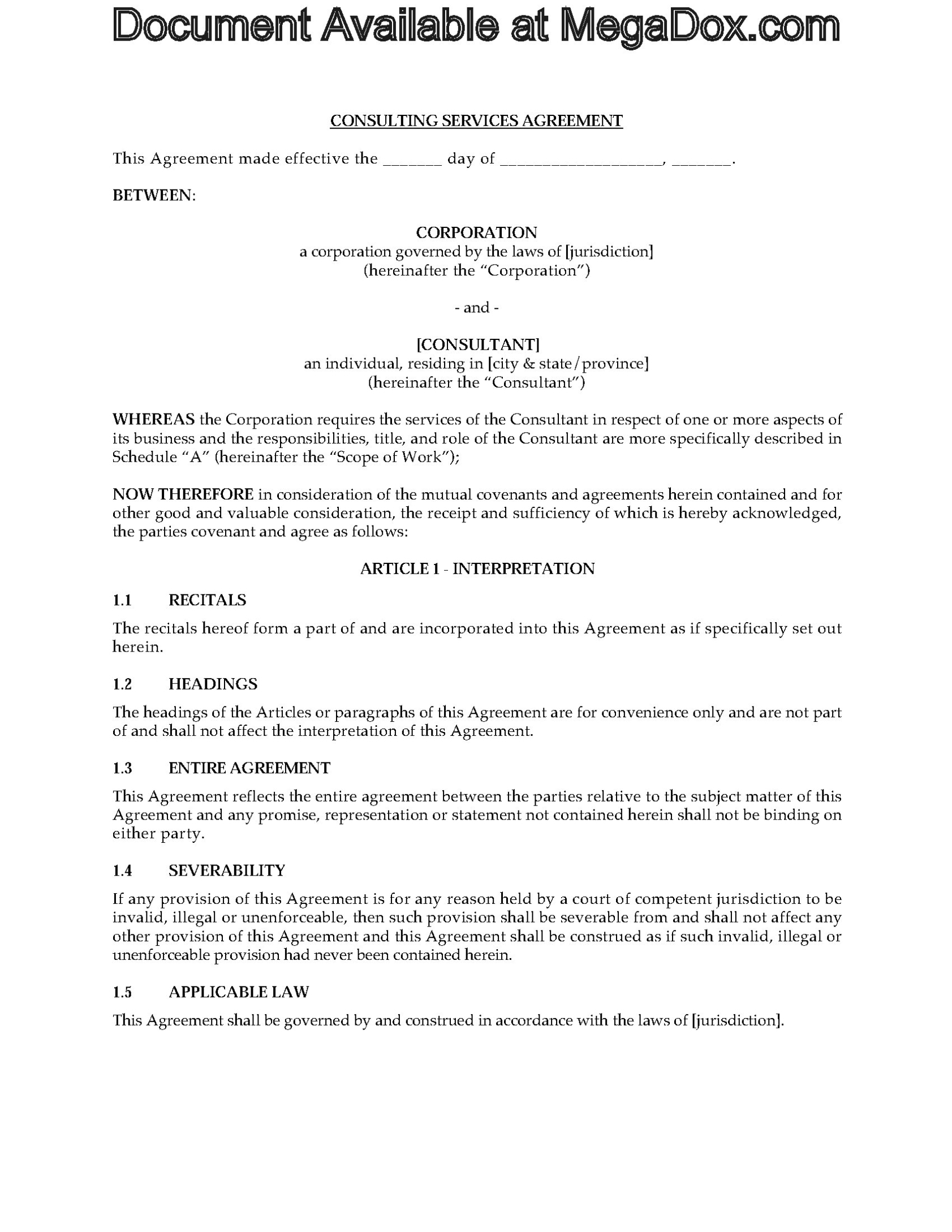 Canada Consulting Services Agreement | Legal Forms And Business With Regard To Consulting Service Agreement Template