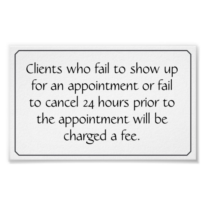Cancellation Policy Poster For Salon Or Spa | Zazzle Regarding Salon Cancellation Policy Template