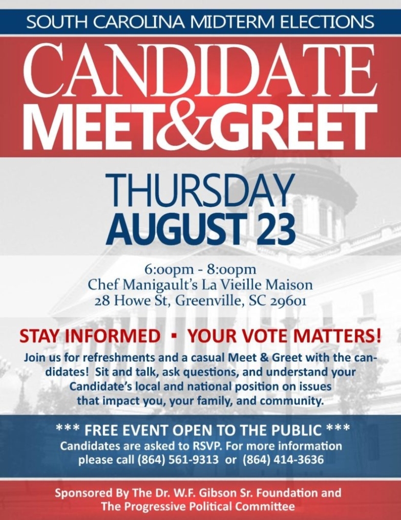 Candidate Meet & Greet 8 23 18 | Greenville County Democratic Party In Meet And Greet Flyers Templates