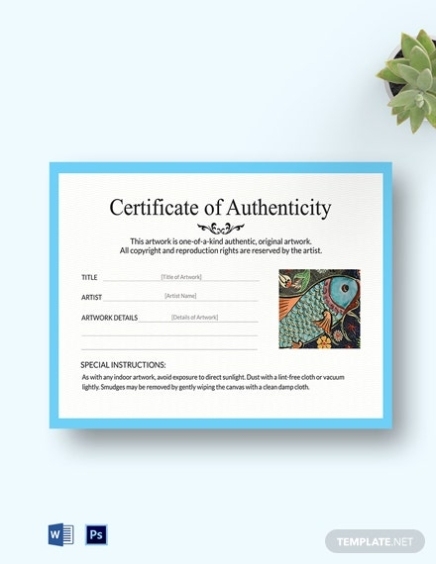 Certificate Of Authenticity Template 19 Free Word Pdf Psd Pertaining To Letter Of Authenticity Template